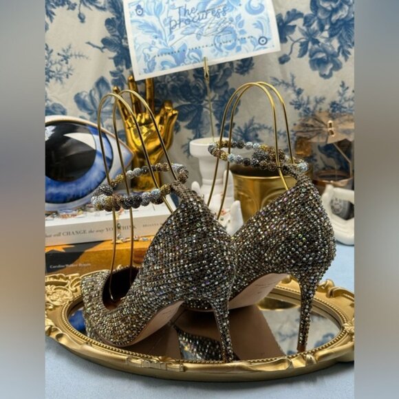 🆕 KURT GEIGER LONDON 🧿 NWOB Embellished Belgravia Jewel Pumps, Beige Combo Sz7 - Picture 6 of 15